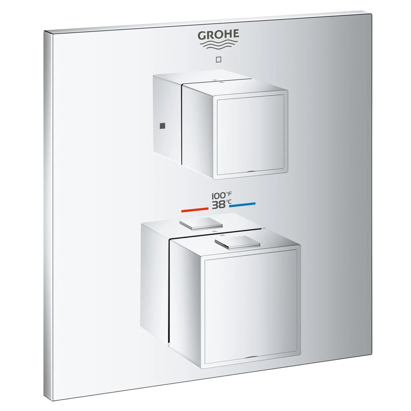 Grohtherm Cube® Dual Function 2-Handle Thermostatic Trim, StarLight Chrome