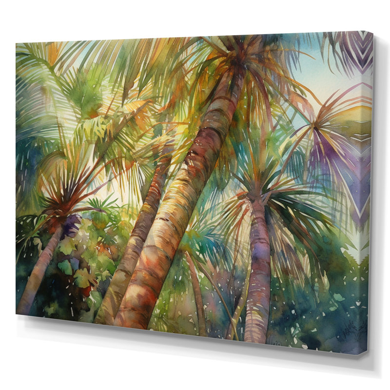 Palmier vert paradis II - impression, H 12 po x l 20 po x P 1 po, Toile tendue