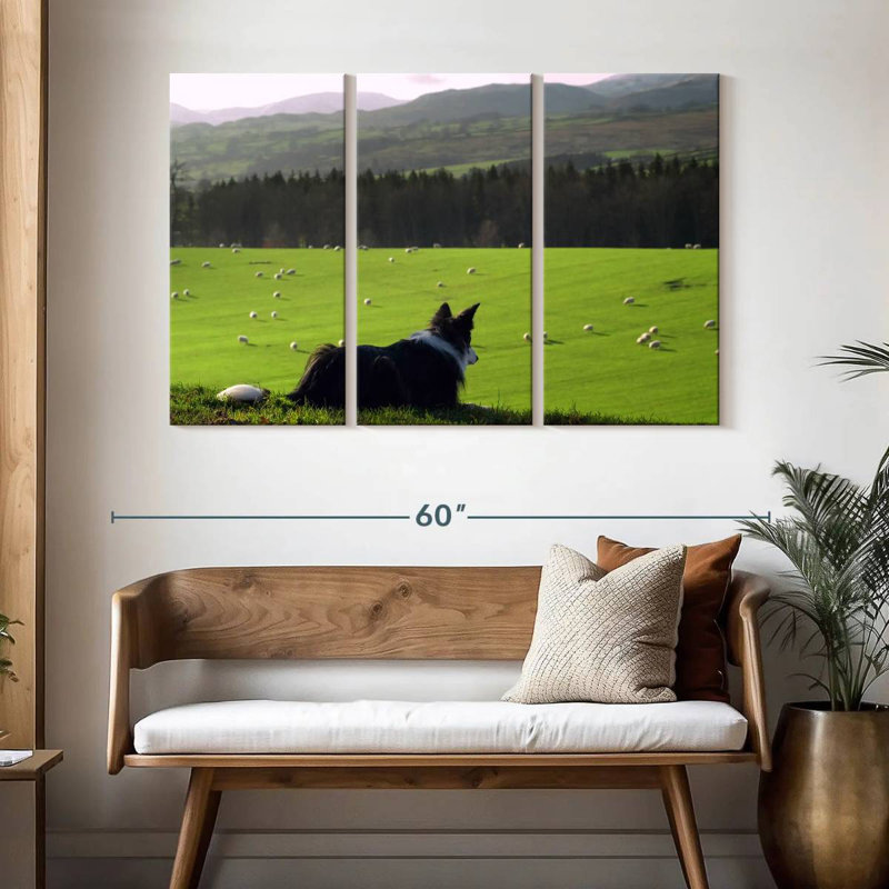Brampt Dog Counting Sheep, 32" H x 50" W