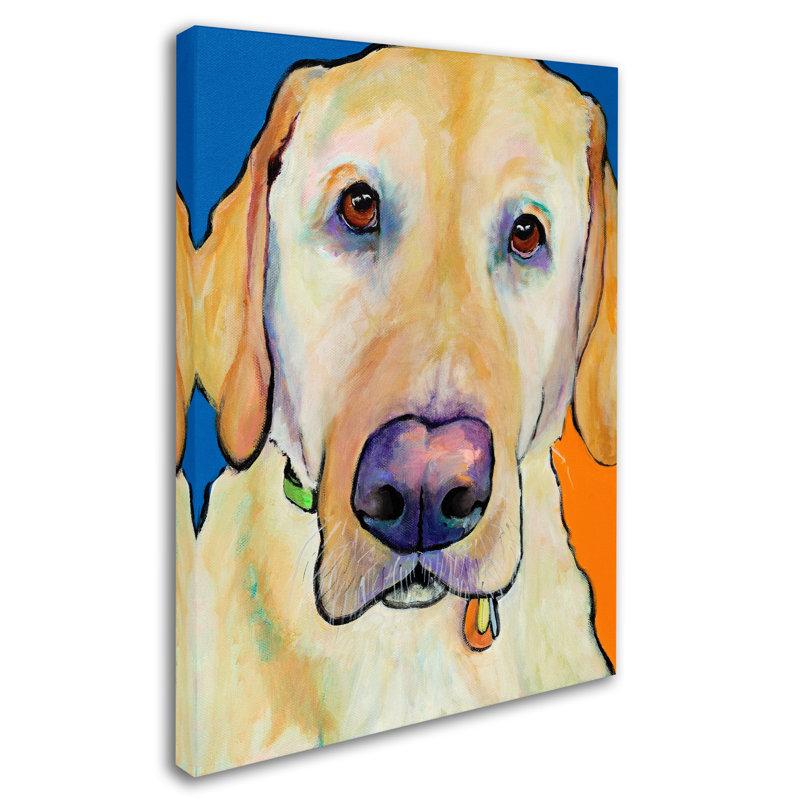 Yellow Lab Dog Canvas Wall Art in Blue and Orange