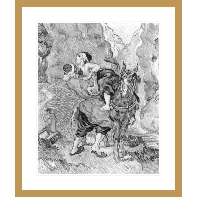 Le bon Samaritain d'après Delacroix par Vincent van Gogh, impression giclée encadrée, H 27,68 po x l 23,5 po