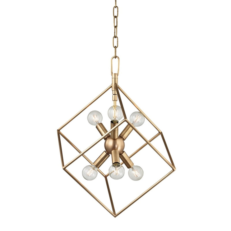 Roundout 8 - Light Pendant, Aged Brass, 6 Lights