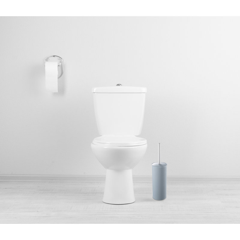 Ribbed 4" Plastic Free-standing Toilet Brush, Stone Blue