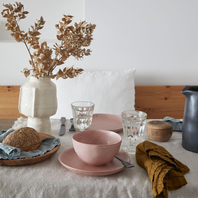 Livia Handmade Stoneware Dining Bowl, Mauve Rose