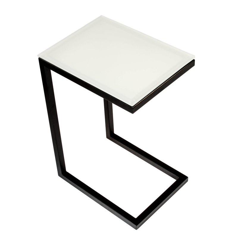 Stretford Glass Top End Table, Black, White