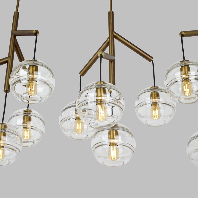 Sedona 12 - Light Chandelier, Aged Brass, Clear, Yes
