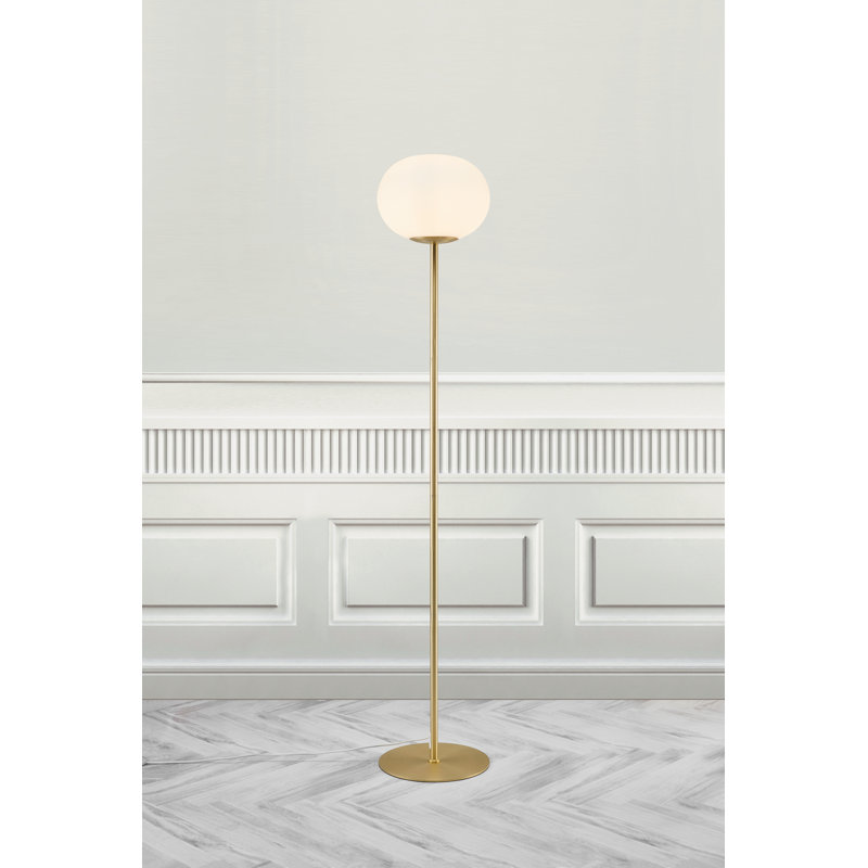 150cm Traditional Floor Lamp, Brass, Opal White