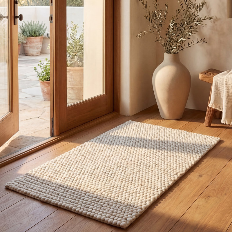 Tapis ivoire fait à la main Elle, Rectangulaire 2 pi x 3 pi