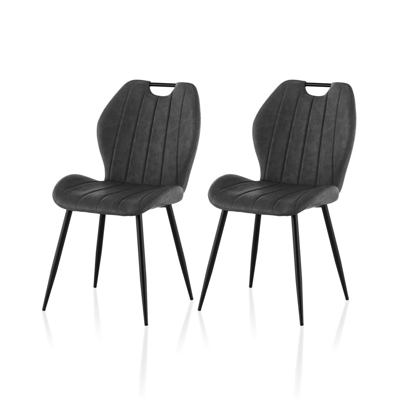 47.5cm H Upholstered Metal Side Chair, Grey