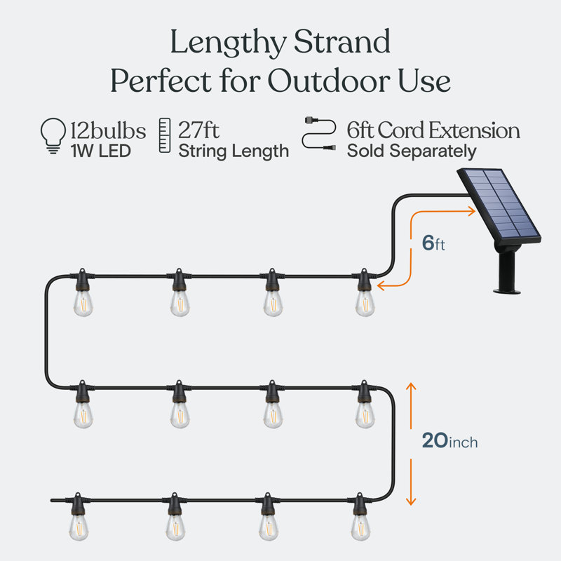 Ambience Solar Filament 3000K Non Hanging 27 Ft
