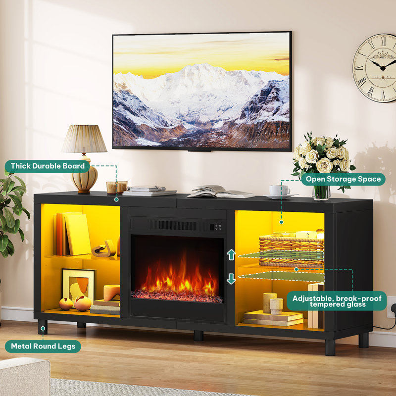 Unfinished Fireplace with Fireplace Included, Black
