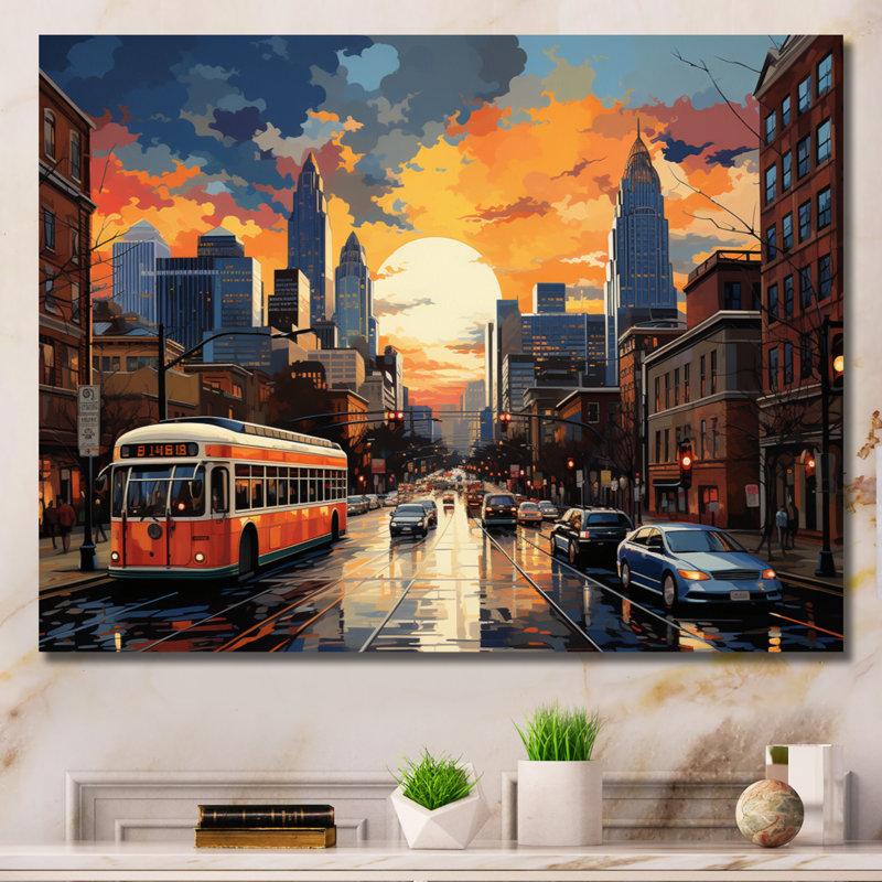 City Charlotte Collage II sur toile, Toile tendue, H 24 po x l 32 po x P 1 po