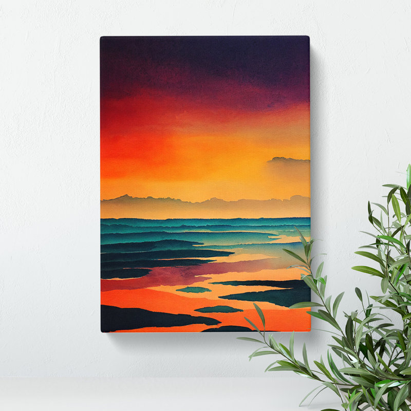 Sunset Watercolour No.5 - Wrapped Canvas Print, 76cm H x 50cm W x 3cm D