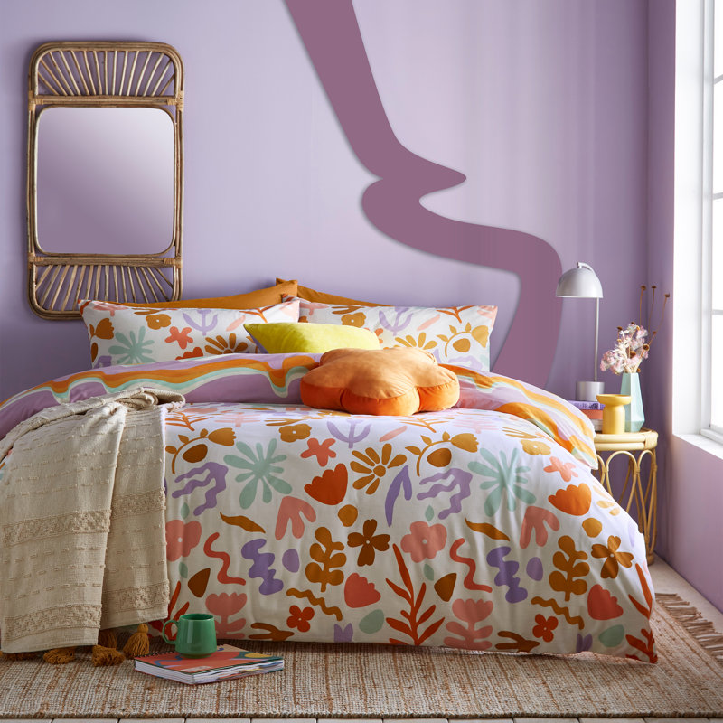 Multicolour 144 TC Reversible Duvet Cover Set, King Duvet Cover + 2 Standard Pillowcases