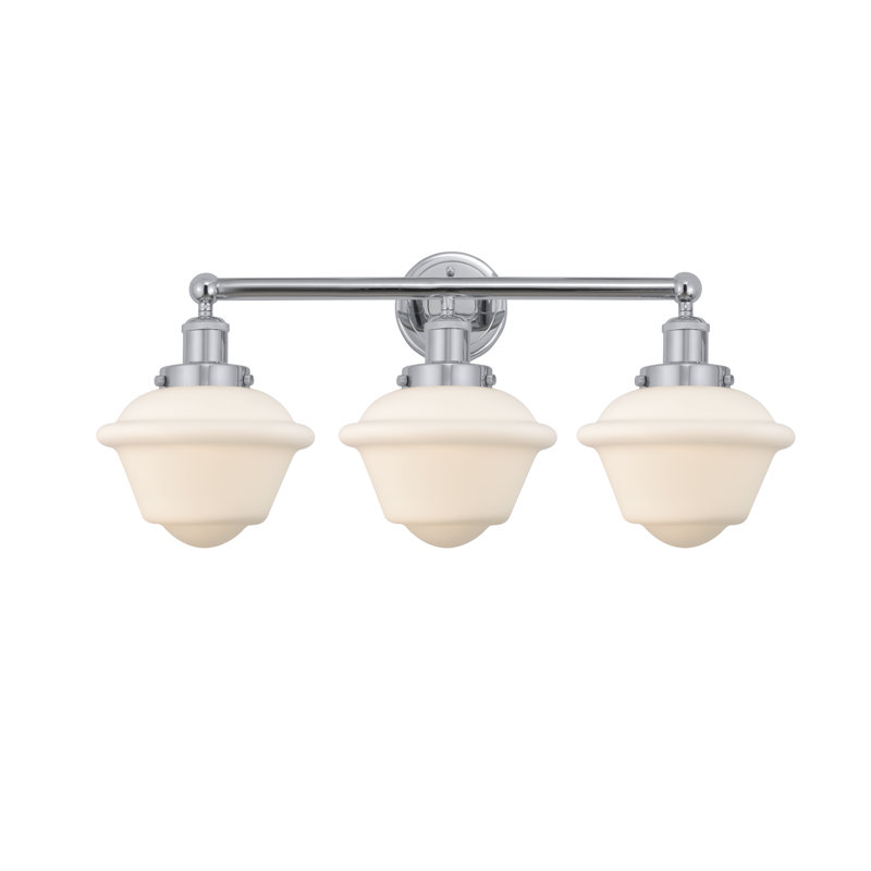 Éclairage pour meuble-lavabo à 3 lumières à intensité variable Grourke, Blanc mat, Chrome poli
