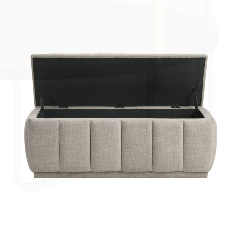 Banc de rangement moderne taupe avec coussin confortable et intérieur spacieux pour l'organisation de la maison et des sièges