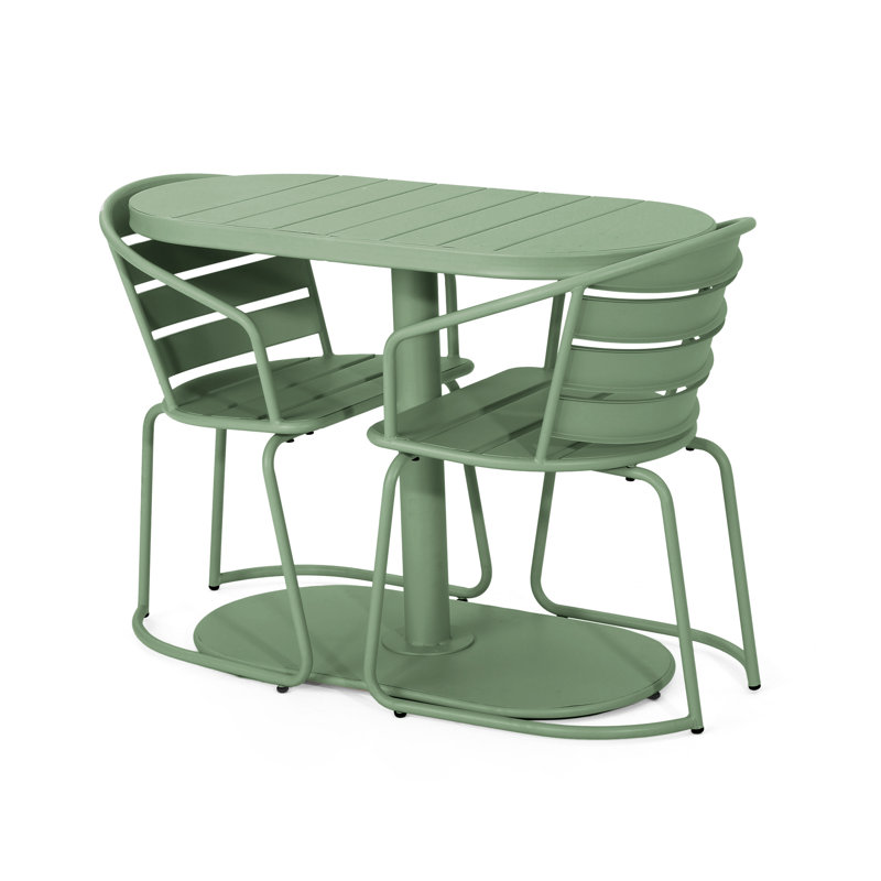 Gunner Oval Metal Folding Bistro Set, Forest Green