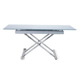 Fenster Extendable Glass Top Metal Base Dining Table