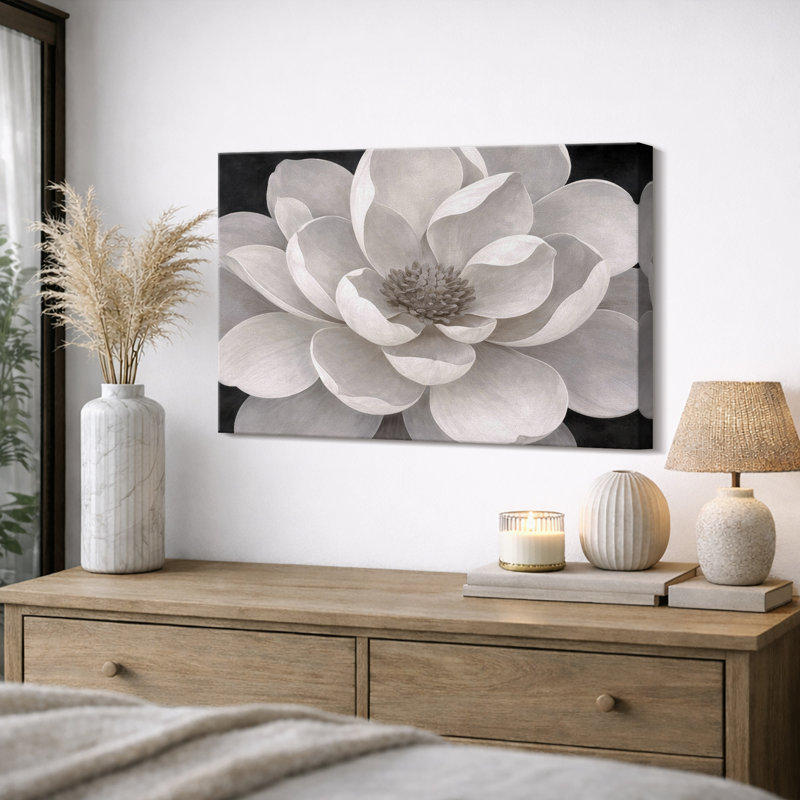 Art de Magnolia Blossom, photos de design floral élégant, impression sur toile encadrée, H 16 po x l 24 po x P 1,5 po