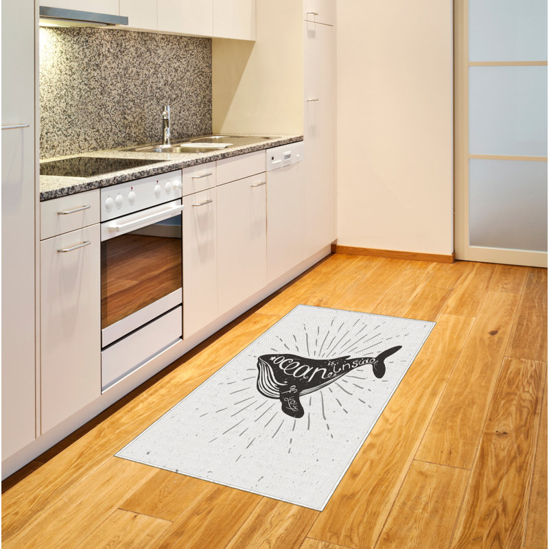 Whale Inspirational High Density Long Fiber Poly Threads Decorative Area Rug Carpet, Rectangle 2'7" x 5'