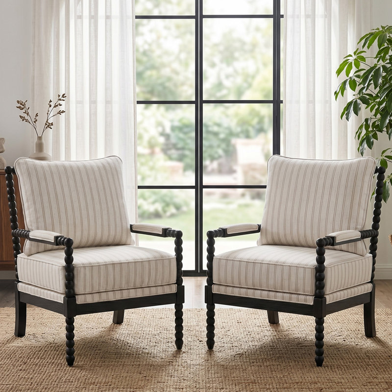 Lorentz Modern Farmhouse Accent Chair 25.5" Wide With Turned Wood And Solid Frame