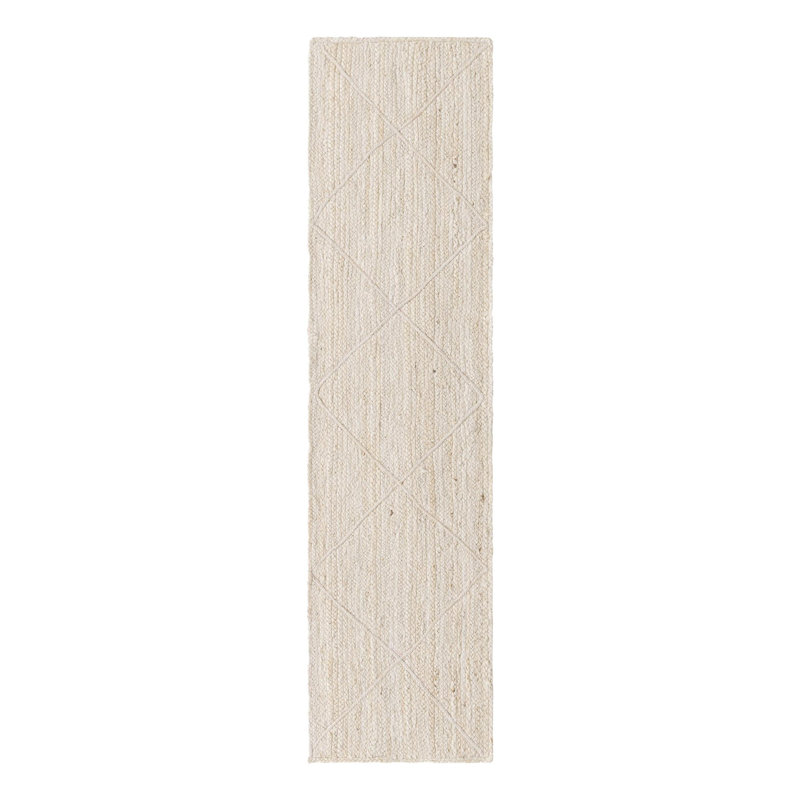 Tapis beige tressé à la main Carlotta, Tapis de couloir 2 pi 2 po x 8 pi 2 po
