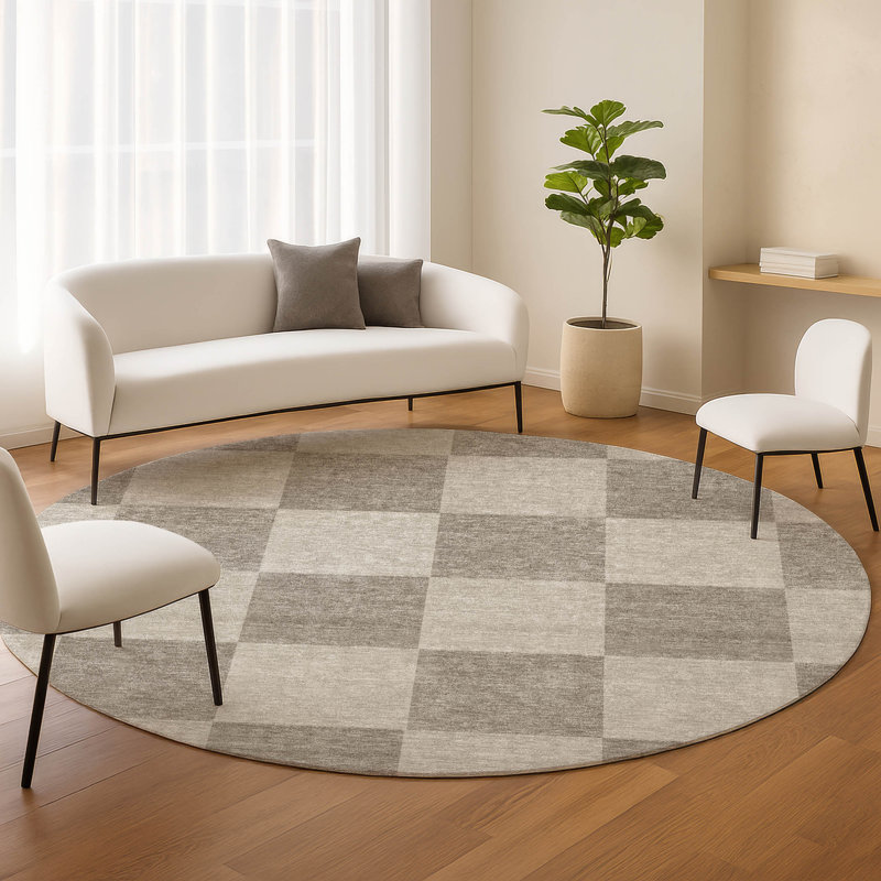 Tapis géométrique intérieur / extérieur lavable à la machine Chantille ACN2345, Rond 8 pi
