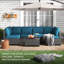 Ensemble de 7 chaises d'extérieur avec coussins souples détachables Patio Ensemble de conversation modulaire imperméable avec plateau en verre-2032990789