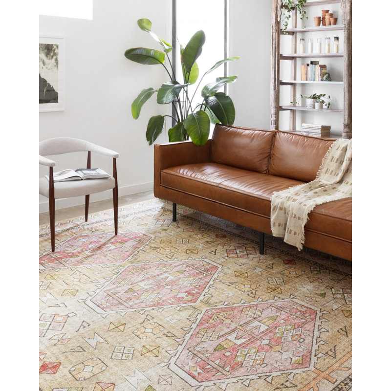 Tapis à motif tissé vieilli classique, Rectangle 4 pi 11 po x 9 pi 10 po