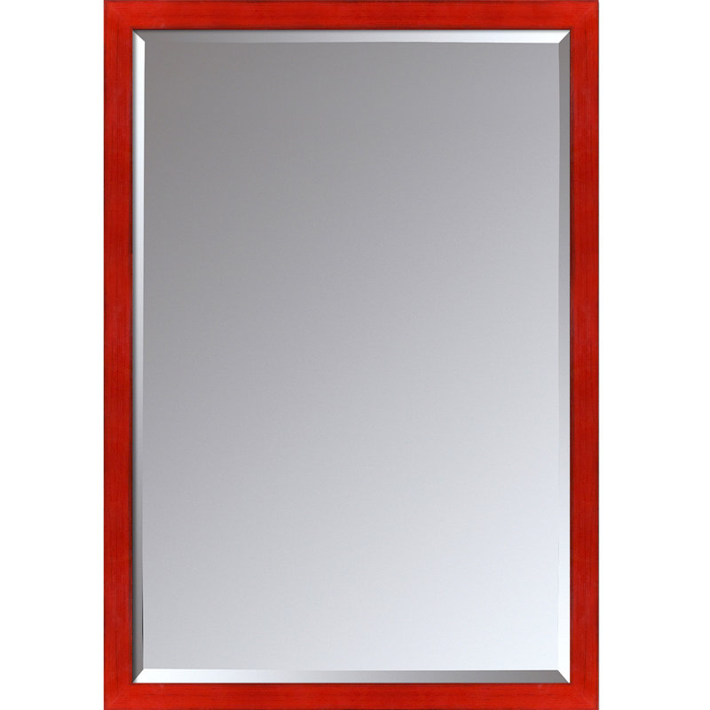 Stiletto Wood Rectangle Wall Mirror, Red