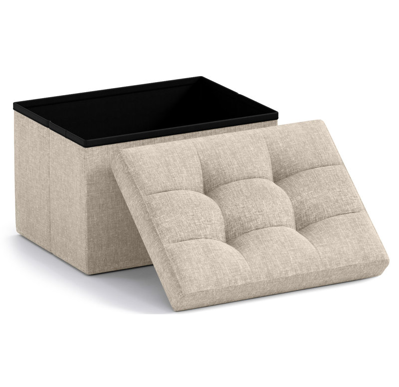 Repose-pieds rembourré Bibianna, Beige