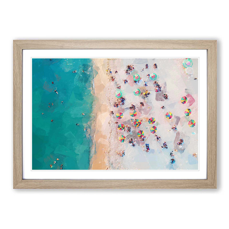 Miami Florida Beach in Abstract - Picture Frame Graphic Art Print, 27cm H x 36cm W x 2cm D, Oak Framed