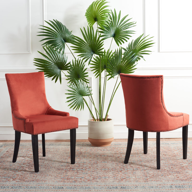Gallager 19.5'' H Upholstered Parsons Chair, Rust Velvet, 2