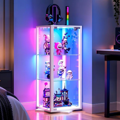 360° Rotating Glass Display Cabinet with RGB LED Lighting and APP Control