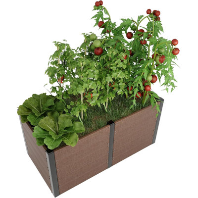 Lit de jardin surélevé en bois composite 48 po x 25 po x 30 po, boîte à fleurs à fond ouvert avec coins en acier antirouille, pot à fleurs d'extérieur résistant aux intempéries pour légumes et herbes, sans fond