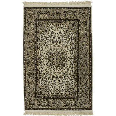 Tapis floral en laine noué à la main à motif floral