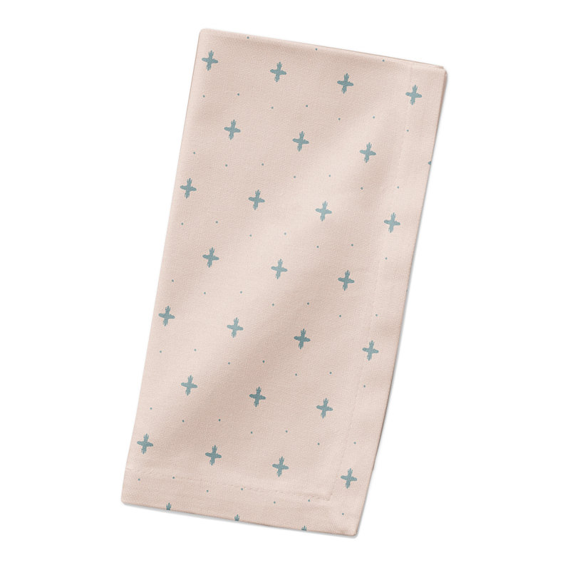 Cotton Geometric Rectangle Napkin, Blue/Blush