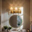 Applique murale 1 lumière en laiton chaud classique avec abat-jour en tissu à intensité variable pour salle de bain-1991006845