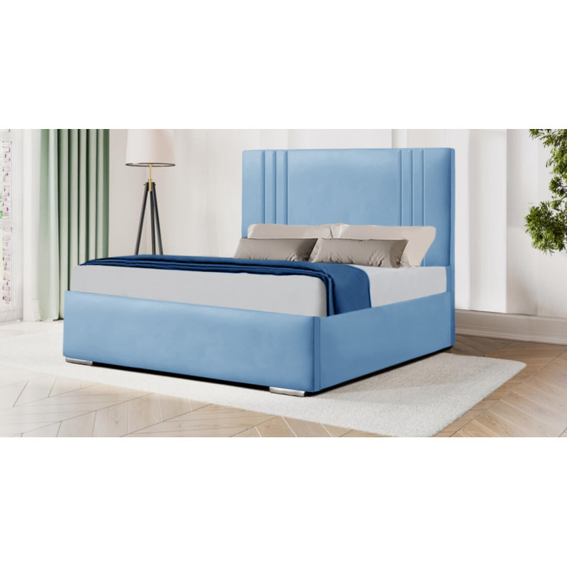 Anjan Upholstered Bed, Double (4'6), Sky Blue