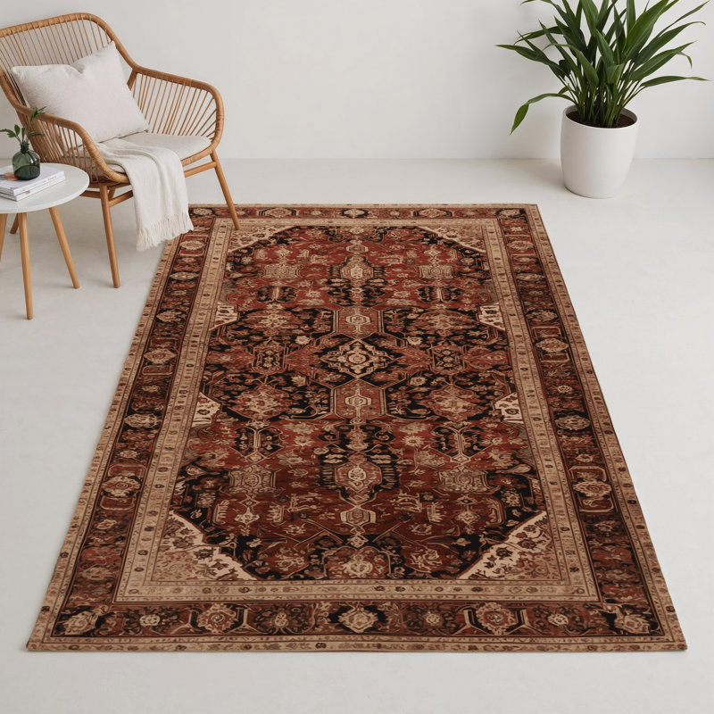 Tapis d'intérieur et d'extérieur brun Persian, Rectangle 5 pi x 7 pi