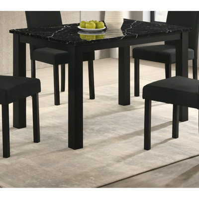 Table de salle à manger rectangulaire en bois imitation marbre noir 1Pc