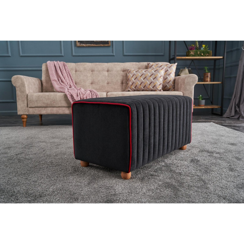 Repose-pieds rembourré rectangulaire Tekas Laylanii, Rouge / anthracite