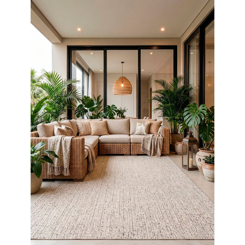 Dahab Rectangle Area Rug in Cement, Rectangle 5' x 8'