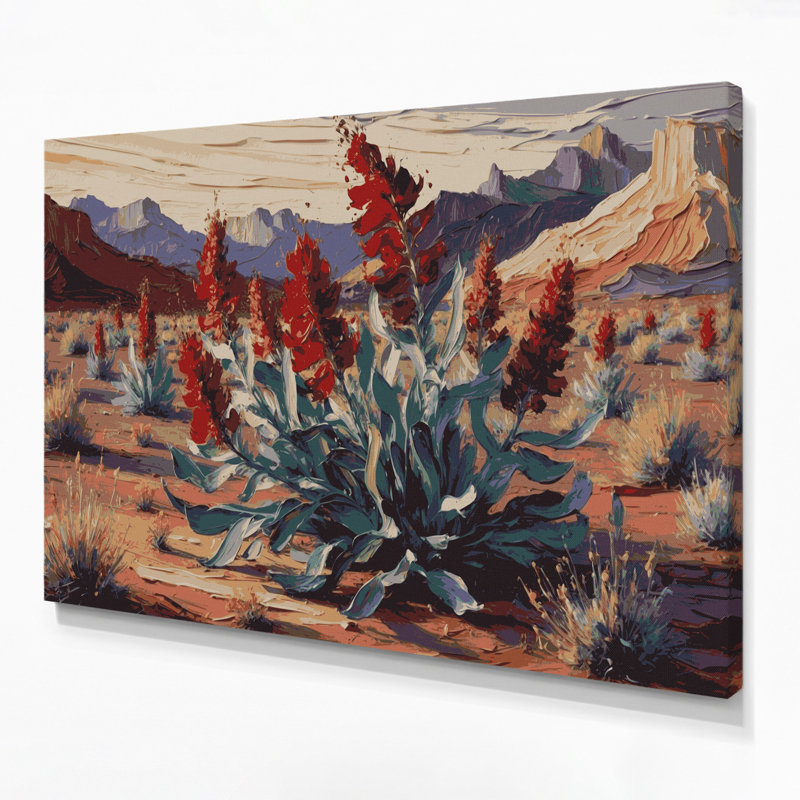«Southwestern Plants Indian Paintbrush», art mural noir sur toile 167, H 20 po x l 30 po
