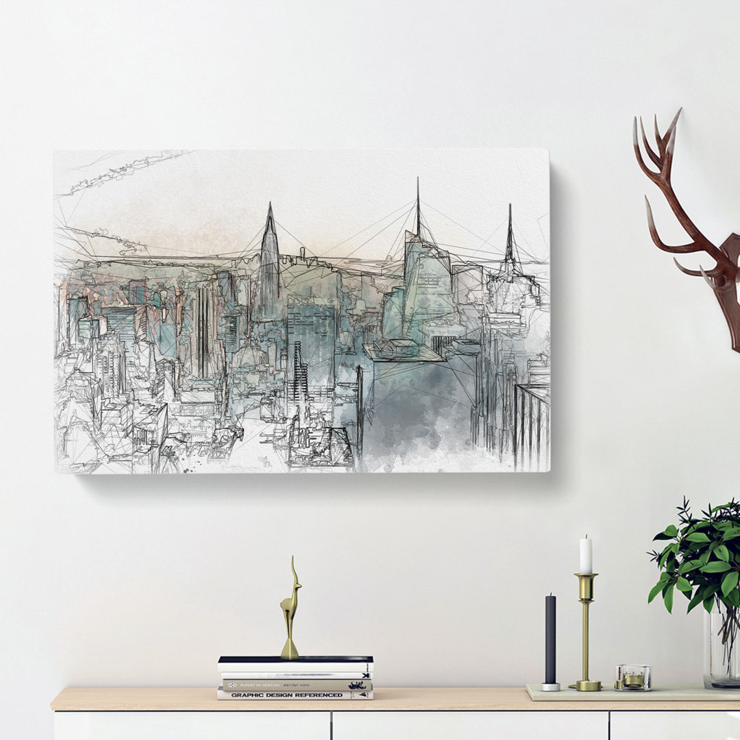 Manhattan Skyline In New York - Wrapped Canvas