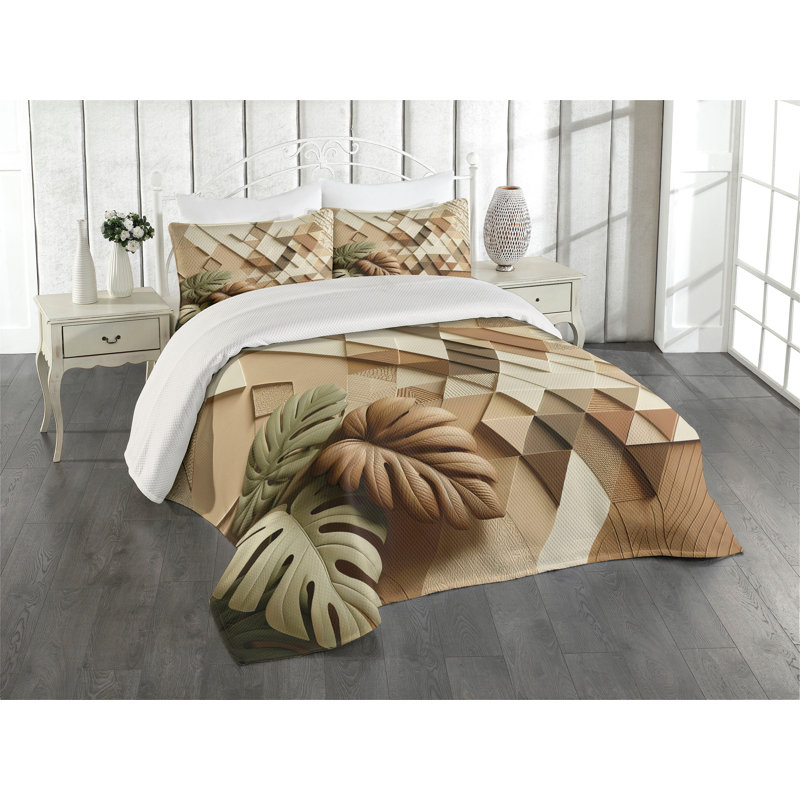 Polyester Geometric Shapes Coverlet, King Coverlet + 2 Standard Shams
