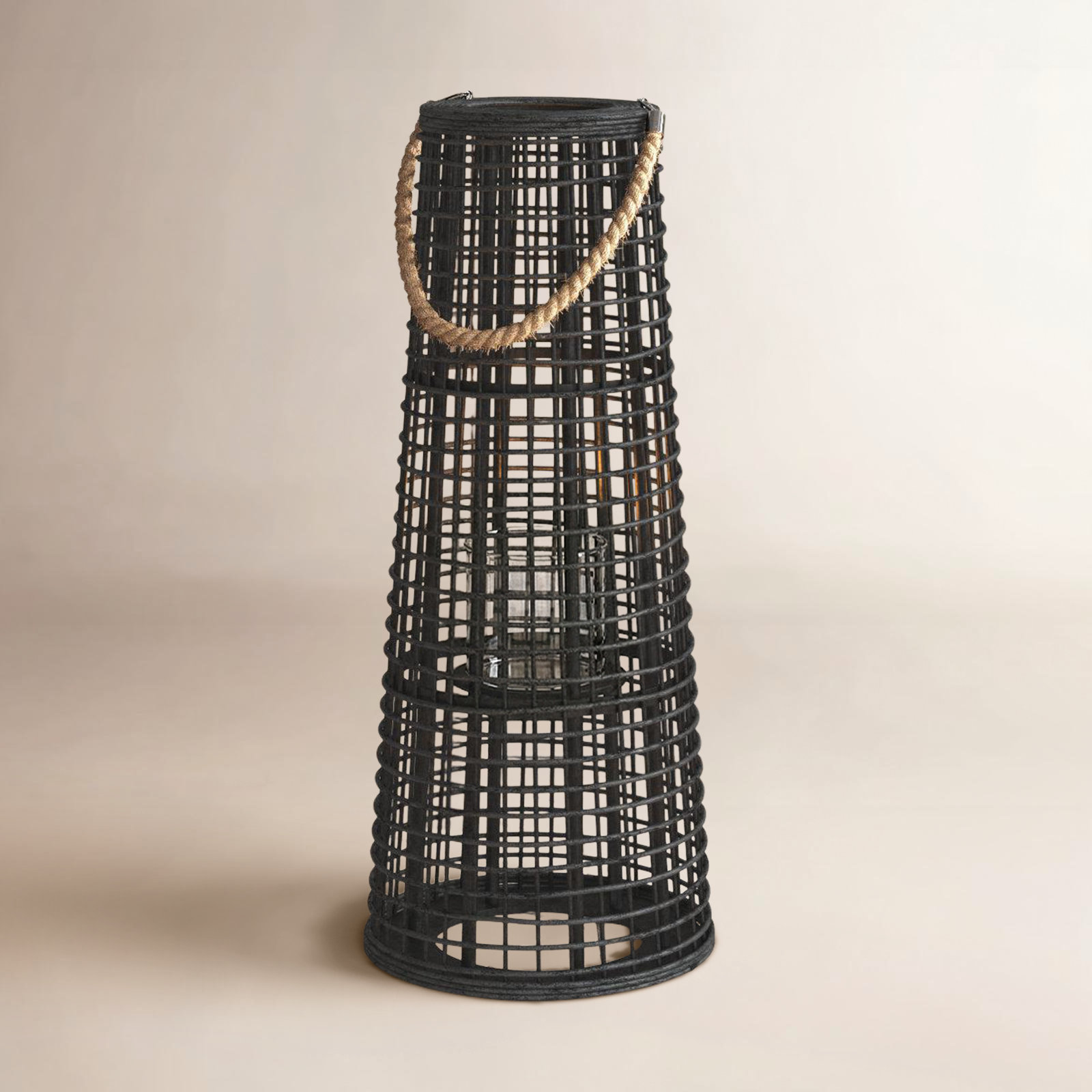 Tracy Bamboo Lantern Candle Holder, 28.7" H x 11" W x 11" D