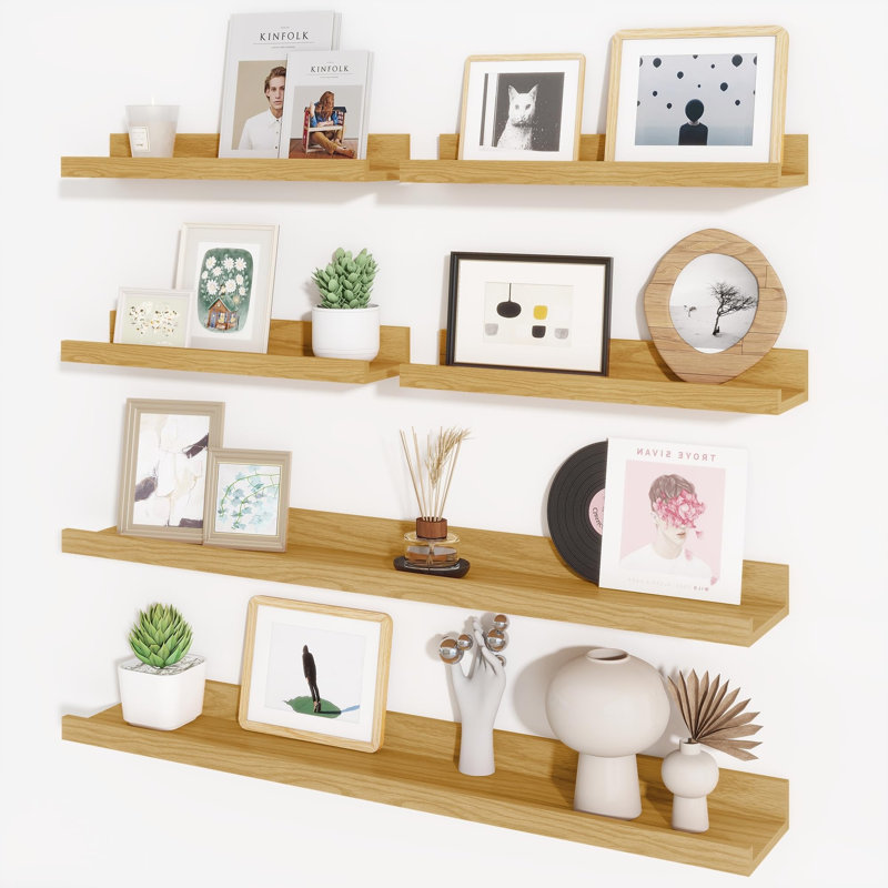 Tablette à photos, tablettes flottantes pour décoration murale, Chêne