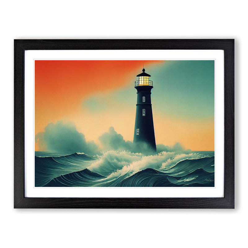Lighthouse Seascape Vol.2 1 Piece Single Picture Frame Wall Art, 25cm H x 34cm W, Black