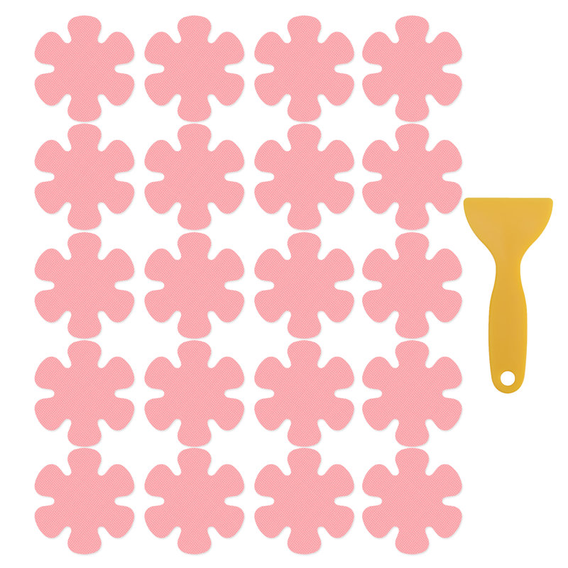 20 pièces autocollants pour baignoire antidérapants adhésifs de sécurité avec grattoir pour la salle de bain, Rose